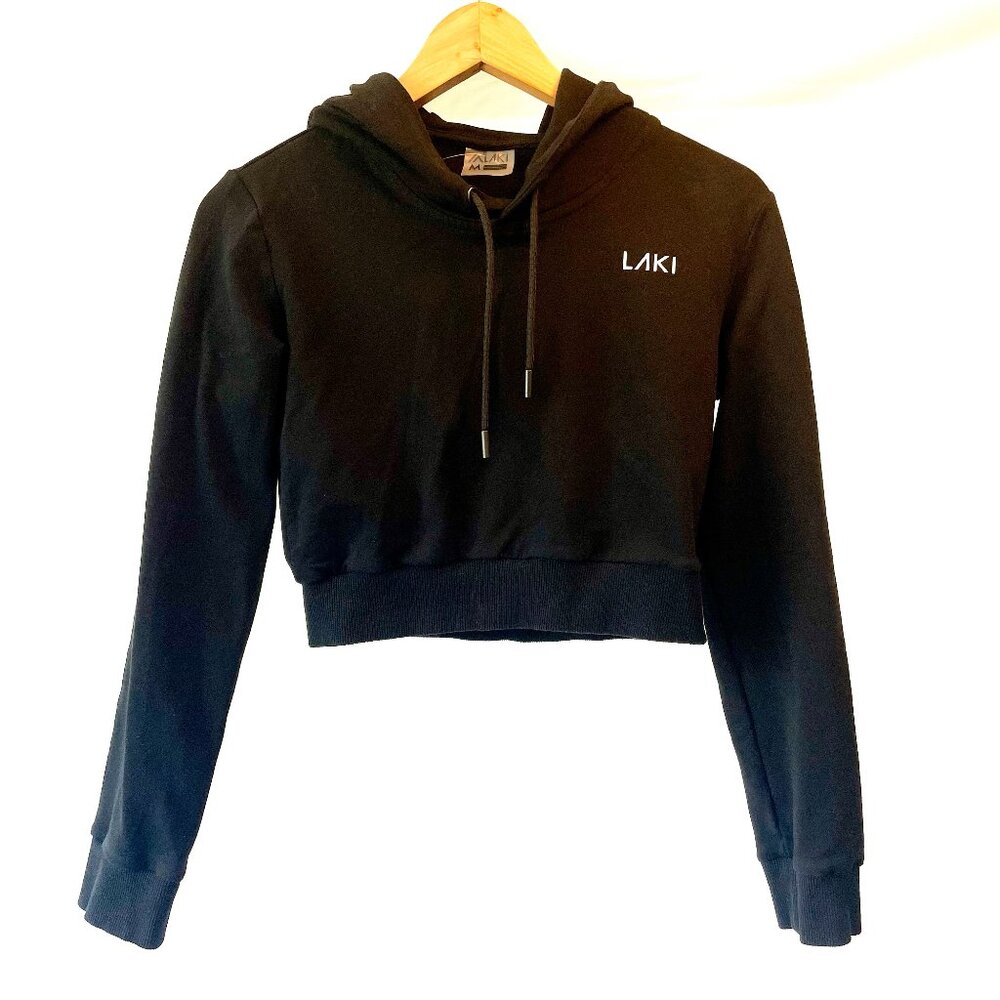 Laki Cropped Sweatshirt Black Hoodie Medium